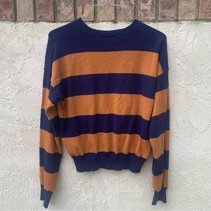 Navy and orange lightweight striped sweater